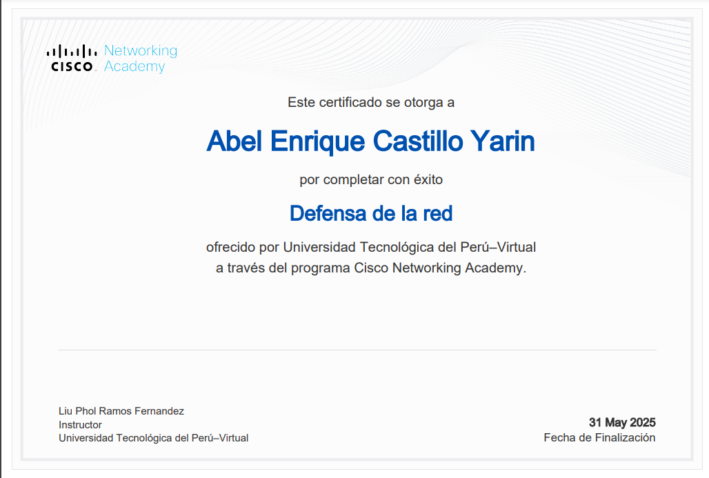 Certificado Cisco: Defensa de Red Virtual