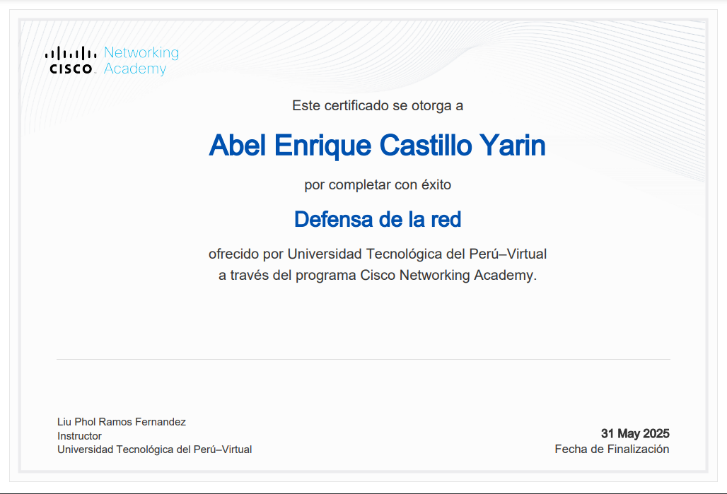 Certificado Cisco: Defensa de la Red