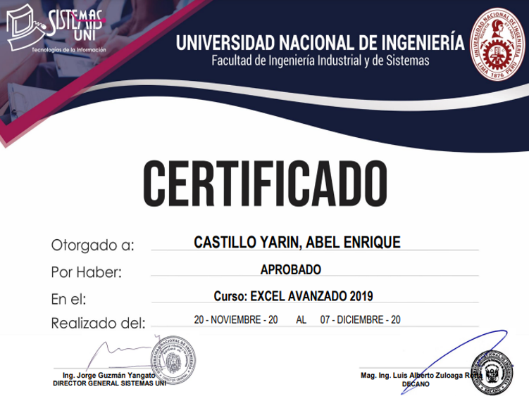 Certificado Excel Avanzado