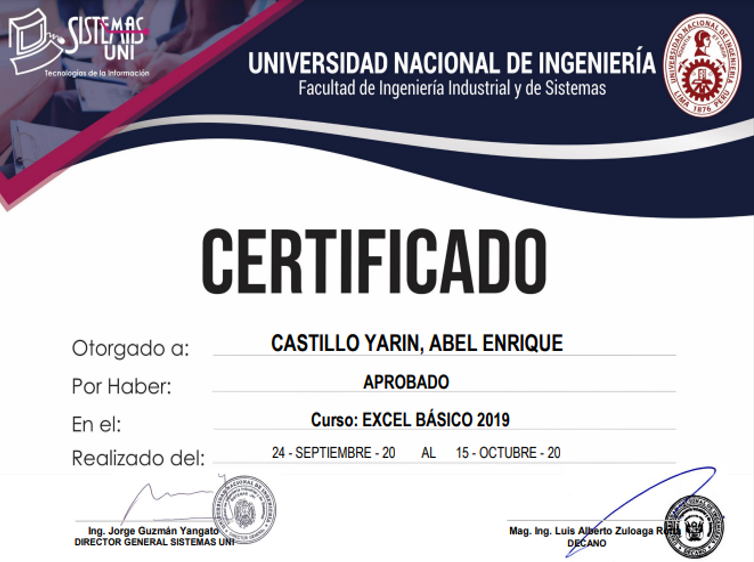 Certificado Excel Básico