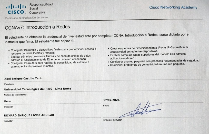 Certificado Cisco: Introducción a Redes