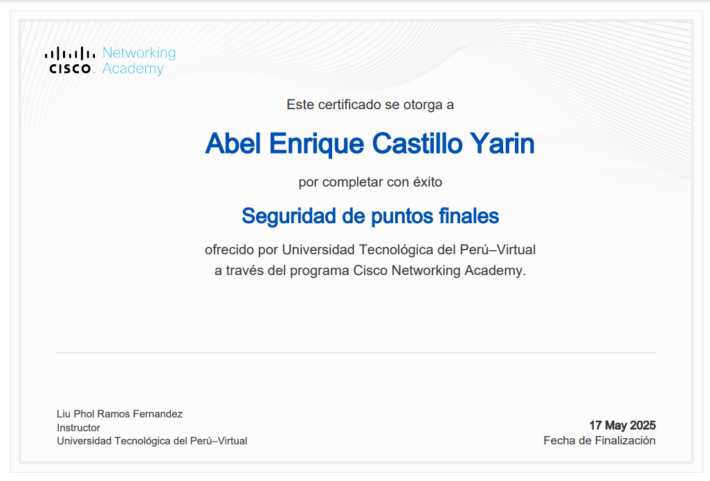 Certificado Cisco: Seguridad de Puntos Finales